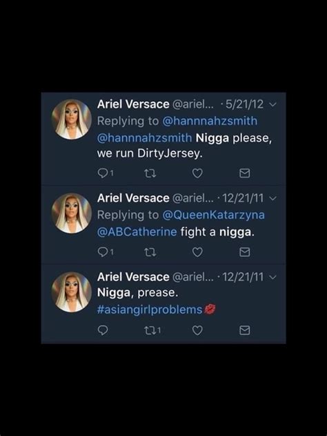 nyasss ariel versace|Old racist tweets of Ariel Versace surface : r/RPDRDRAMA .